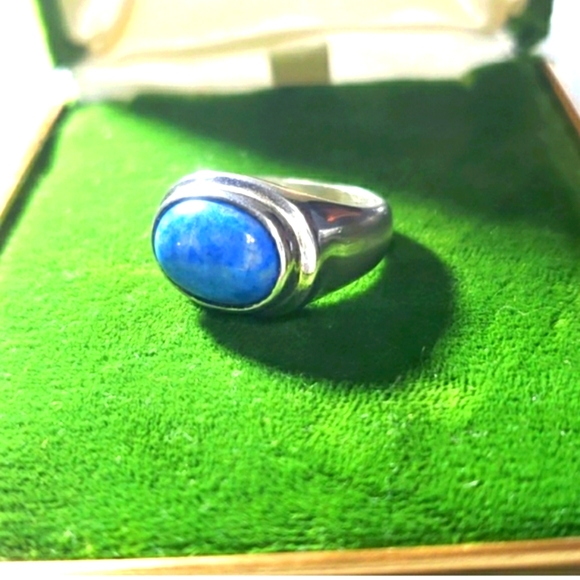 Blue Sodalite STERLING SILVER CABOCHON OVAL SHAPE STONE 925 RING SIZE 7 - Picture 3 of 5